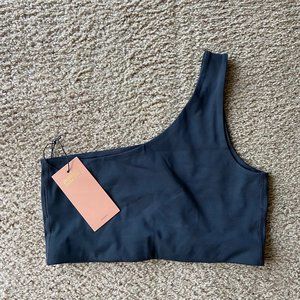 Brand New with Tag Girlfriend Collective Black Bianca One-Shoulder Bra